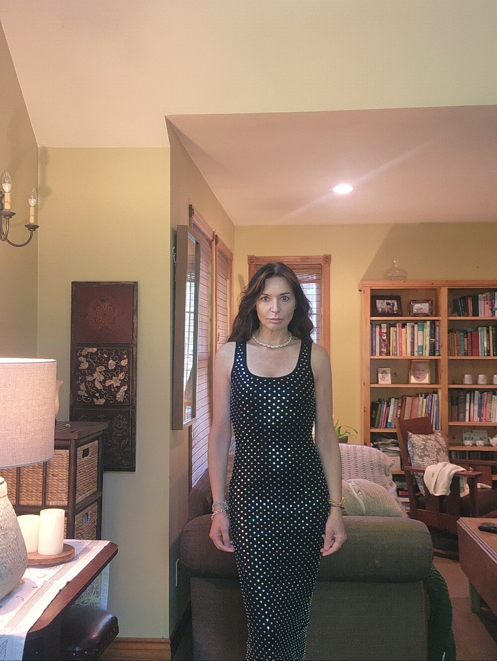 Michael Kors Black Maxi Dress with Silver Studs